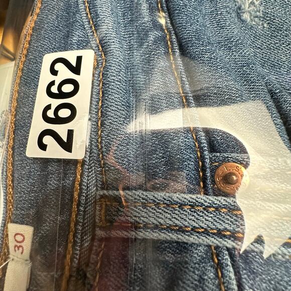Levis Jeans Womens 30 Blue Wedgie Straight Distressed Button Fly Stretch Pockets - Picture 15 of 15